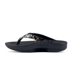 'OOFOS' Women's OOlala Thong Limited Edition - Black / Champagne Pop -Footwear Fusion Shop 1403BLKCHMPGNE shot4 1024x1024@2x