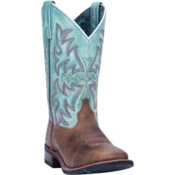 'Laredo' Women's 11" Anita Western Square Toe - Brown / Turquoise -Footwear Fusion Shop 5607 1 1024x1024@2x